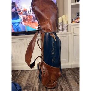 Vintage Pro Classic Golf Bag Blue Tan Faux Leather & Golf Clubs Set Patty Berg